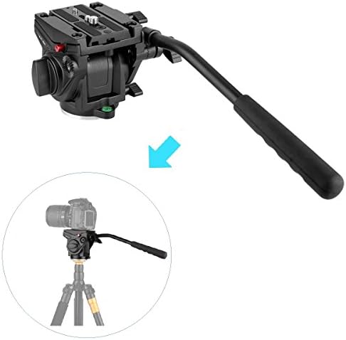 Papaler Professional Video Camera Fluid Drag Head with Sliding Plate for Camera Camcorder Shooting Filming,Monopod and tripod with 1/4” and 3/8” mount screw