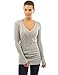 PattyBoutik Women V Neck Ribbed Tunic Knit Top (Heather Gray Medium)