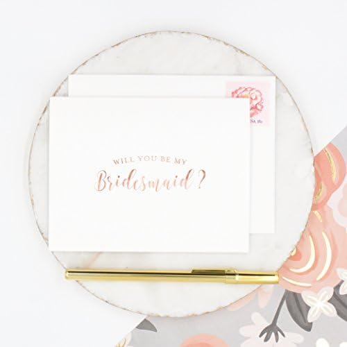 Rose Gold Foil Will You Be My Bridesmaid Proposal Cards Boxed Set of 10