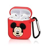 Pocoolo Airpods Case Airpods Accessories Protective Silicone Cover and Skin with Carabiner for Apple Airpods Charging Case (Mickey)