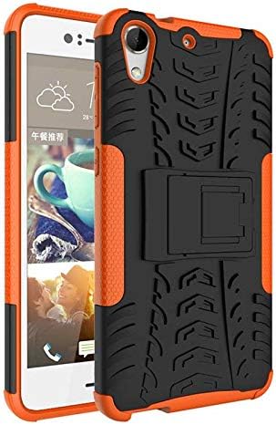 JTMall HTC Desire 728 Cover, 360° Full Body PC 2 in 1 [With Screen Case 1 Pack] Shockproof Hard Back Dual Protection Phone Case Built-in Bracket Protection Leather Case (Orange)