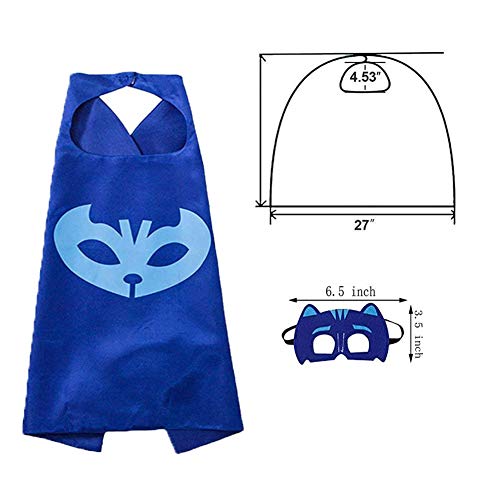 NuGeriAZ Halloween Costumes for Kids - Catboy Owlette Gekko Capes and Mask Superhero Capes for Kids (3Pcs)