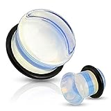 Organic Opal Light, Moon Stone Marble-stone W/O-RING Plug /Gauge 2 Piece ((9MM))