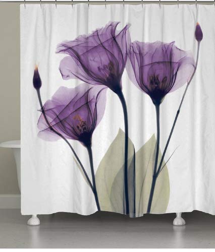 NATURALSHOW Print Elegant Tulip Purple Flower Shower Curtain High-Definition Digital Printing Purple - //coolthings.us