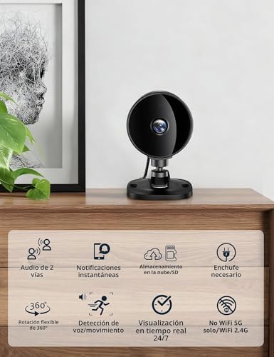 Câmara de vigilância WiFi interior, câmara FHD 1080P para bebés/animais de estimação com deteção de movimento e som AI, visão noturna, áudio bidirecional, app, Alexa e Google Home, pack de 4