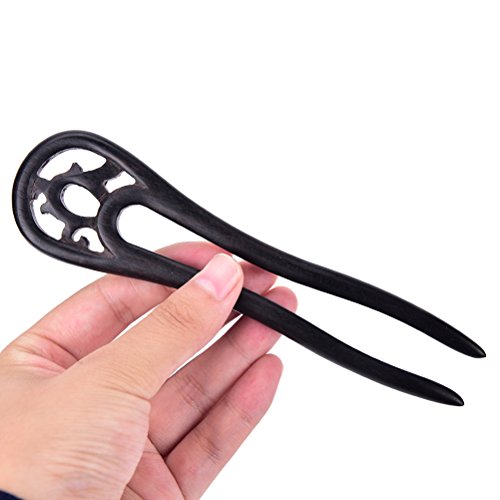 1 Pcs Handmade Carved Wood 2-Prong Hair Fork Vintage Style Hair Stick Wooden Hairpin by Team-Management - Thumbnail 4