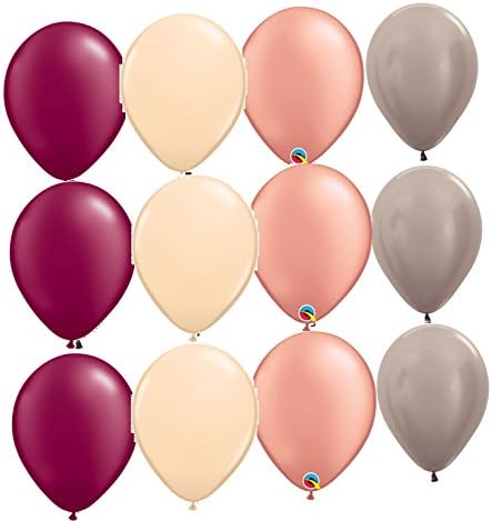 12 balloons NEW party BURGUNDY BLUSH ROSE GOLD GREIGE vintage wedding colors DECOR bridal SHOWER party
