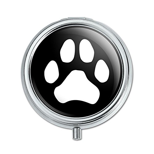 Paw Print Dog Cat White on Black Pill Case Trinket Gift Box