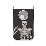 Human Skeleton Skull Hanging Laundry Hamper Bag Day
