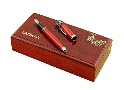 Lanxivi Bald Eagle Head Clip Fountain Pen Wooden Box Pen Pouch