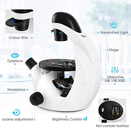 image for TELMU Inverted Microscope 40X-320X Specializing in Living Cells, Compo