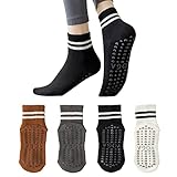 BIVOLU Non Slip Yoga Crew Striped Socks for Women
