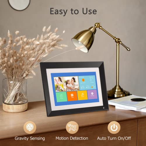 Digital Picture Frame - Benibela 10.1 Inch WiFi AI Smart Electronic Photo Frame with IPS Touch Screen, AI Recognition, 2 Filter, 32GB Slideshow Display, Share Photo Video Anywhere via Email App USB