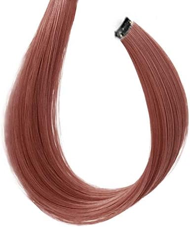 Beashine Color hair piece, 1 pcs Hair extension, Colored Clip in Hair Extensions Rainbow Heat-Resistant Straight Highlight Hairpieces Neon Colors Cospaly Fashion Party For Kids Girls (Princess powder)