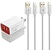 OoRange Travel Wall Charger Adapter with 2 Nylon Braided Micro USB Cables, 3 Foot