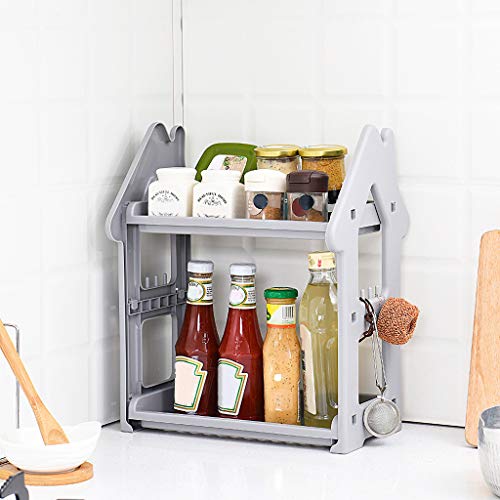 Sodoop Spice Rack Shelves, 3-Tier Plastic Desktop Storage Rack, Kitchenware Seasoning Container, Countertop Organizer for Kitchen and Bathroom Spice Bottle Jars Holder Food Cabinet Storage