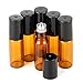 Fiery Youth Amber Glass Roller Bottles with Stainless Steel Roller Balls,Useful for Aromatherapy Perfumes and Lip Balms, 6 Bottle Set,5ml，Essential Oils Glass Roll on Bottle
