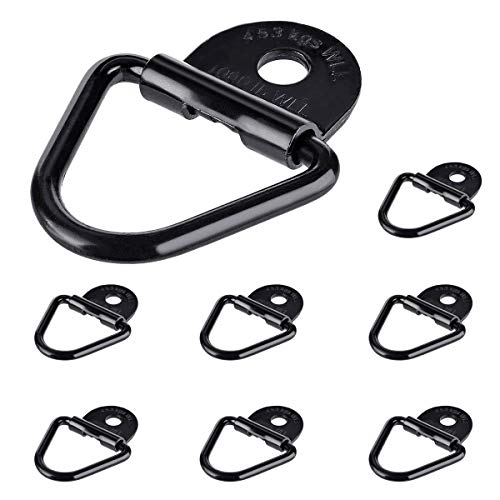 Audew Cargo Tie-Down Anchors,8PCS 2" Diameter Black Steel V-Ring Bolton Trailer Anchor, Replacement for D-Ring Plastic Flush Mount Pan Fitting Tie Down for Trailers, Trucks and Warehouses