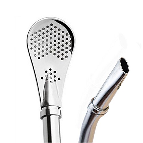 TXIN 2 Pack Stainless Steel Drinking Spoon Straws Yerba Mate Bombilla Gourd Drinking Filter Straws Stirrer with 2Pcs Cleaning Brush