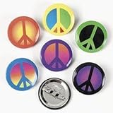 Fun Express Retro Peace Sign Buttons - 48 Pieces