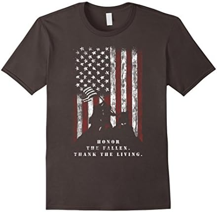 Mens Veteran Shirt Honor the Fallen Thank the Living USA Flag XL Asphalt