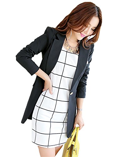 My Wonderful World Women's OL Casual One Button Jacket XXX-Large Black