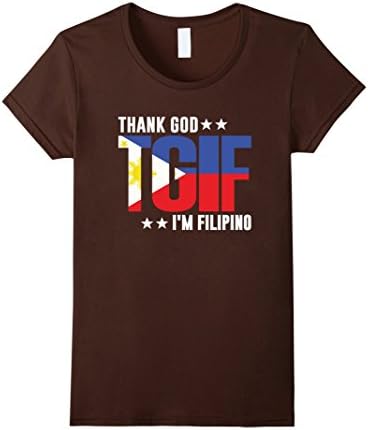 Womens Thank God Im Filipino T-Shirt Large Brown