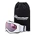 OutdoorMaster Kids Ski Goggles, Snow Goggles for Boys & Girls with 100% UV Protection (White Frame + VLT 45% Wine Red Lens with REVO Silver)