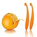 GikPal Fruit Vegetable Peelers - 3 Piece Peelers Set (Straight, Serrated, Julienne Blades) - Razor-sharp Stainless Steel Blade Silicone Handle included 2 Piece Citrus Peelers (orange),Set of 5