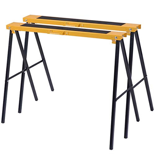 Goplus 2Pack Sawhorse Pair Folding Metal Stands, Heavy Duty Fully