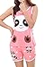 Lasher Women's Cute Panda Short Sleeve Pjs Sleepwear Set Cartoon Shorts Pajamas Red L