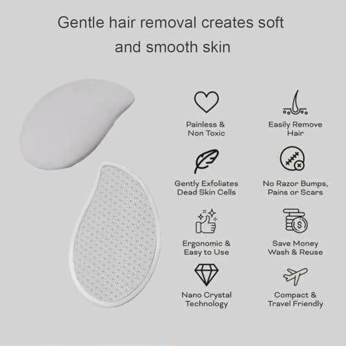Professional Crystal Hair Remover - Nano Glass Epilator & Exfoliator 2-in-1 Glass Nano-Crystallization Hair Eraser (Prevents Razor Bumps) + Foot Exfoliator with Debris Cup, Reusable Unisex Gift