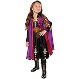 Disney Frozen 2 Anna Adventure Girls Role-Play Dress with Rich Violet Travel Cape, Featuring Intricate Belt Design & Artistic Dress Trim - Fits Sizes 4-6X, For Ages 3+
