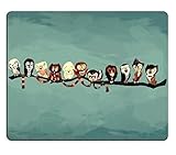 Luxlady Mousepad 9-7/8 Inch by 7-7/8 Inch Customized Funny Owls Wrapped In Scarf Mouse Pads