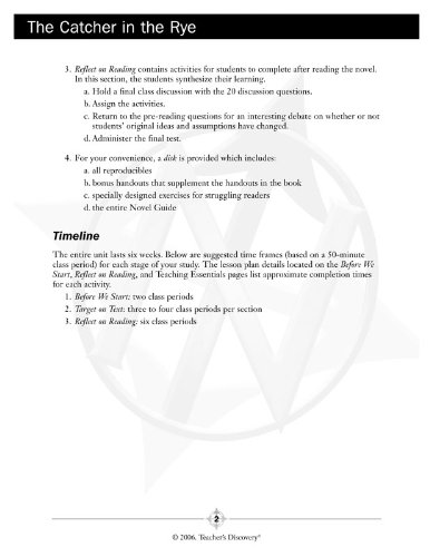 The Catcher In The Rye Novel Guide Book