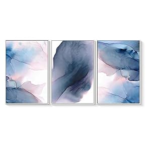 3 Piece Framed Canvas Wall Art for Living Room, Bedroom Organic Pastel Abstract IX Canvas Prints for Home Decoration Ready to Hang - 16"x24"x3 Panels