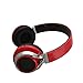 Gacho Wireless On Ear Headphone, Support TF Card, Sleek and Durable Headset with Constant Stylish blinking lights, Stereo Sound with Heavy Bass, Fold-able Make it more Easier to Carry-Red