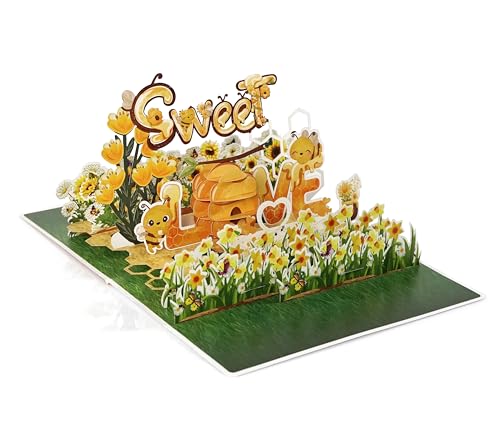 CUTPOPUP The Bees Love – 3D Anniversary Card, Wedding Anniversary Card, Birthday Card, Wedding Greeting Card, Gift Card, Original Gifts for Women (Bees Love) US8-LO146ES