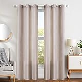 jinchan Linen Textured Curtains for Living Room 84 inches Long 1 Pair Jacquard Window Treatment Set for Bedroom Drapes Beige