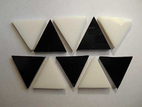 FortySevenGems 50 Pieces Black White Mix Stained Glass Mosaic Triangle Tiles 1 Inch