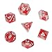 Polyhedral Dice Set with Red Aether Stones 7 Game Dice for RPG Games Chainmail Pathfinder Math Dice Included Dice D20 D12 D10 D8 D6 D4 D% by SkullSplitter Dice