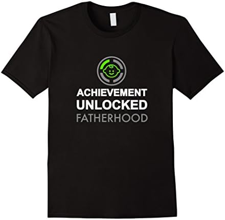 Mens First Fathers Day Shirt | Achievement Unlocked Fatherhood 3XL Black