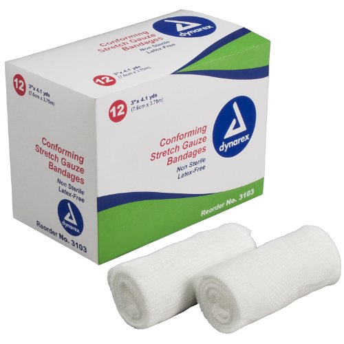 Dynarex Stretch Gauze Bandage Roll, Non-Sterile, 3