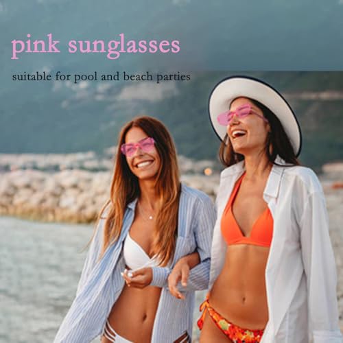 Aqlithle 14 Pairs Heart Shaped Sunglasses for Women, Pink Rimless Glasses, Frameless Love Glasses, Fun Trendy Transparent Heart Sunglasses Valentines Party Favor