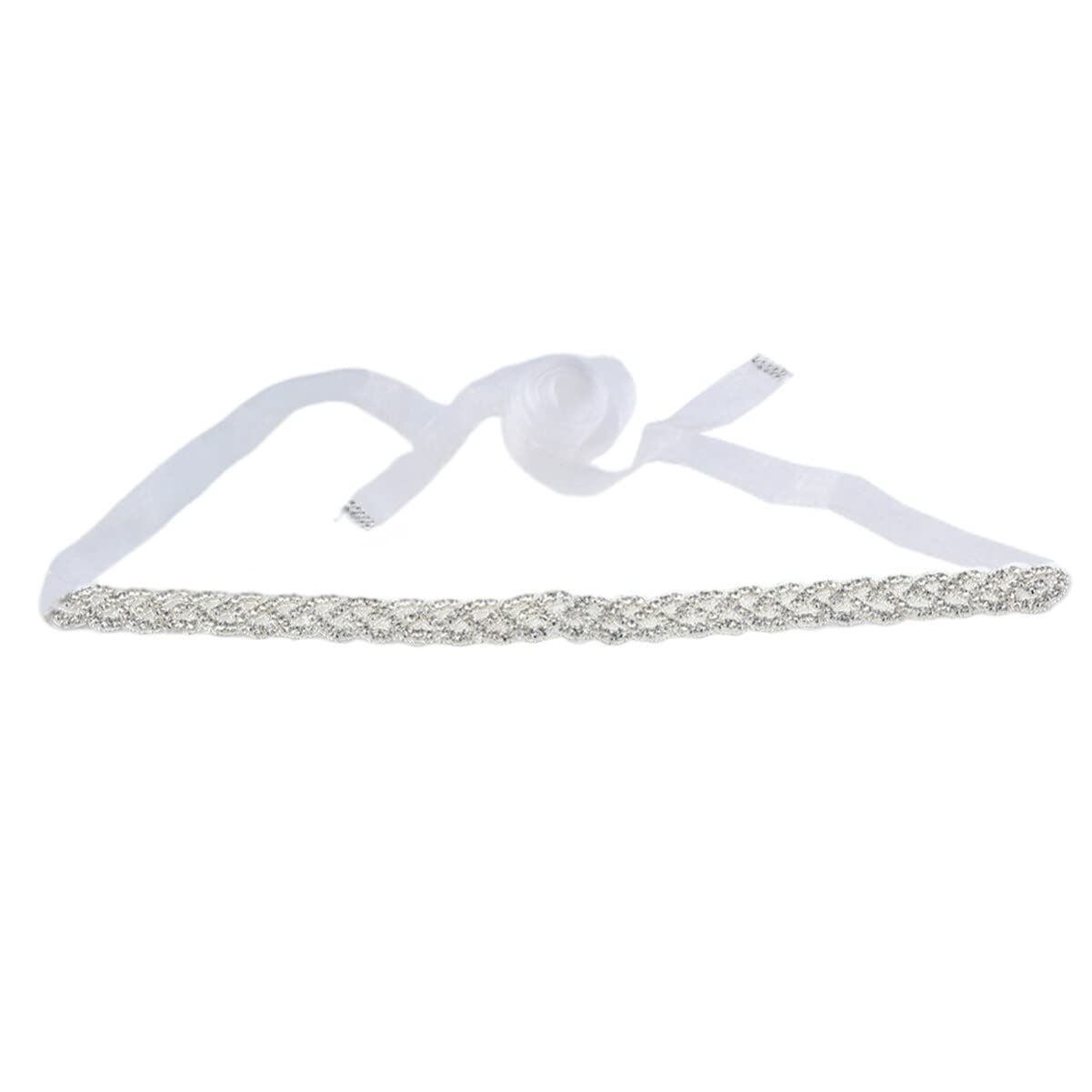 Wedding Dress Belt, White Elegant Bridal Rhinestone Crystal Wedding Dress Belt for DIY Wedding Dresses Sashes