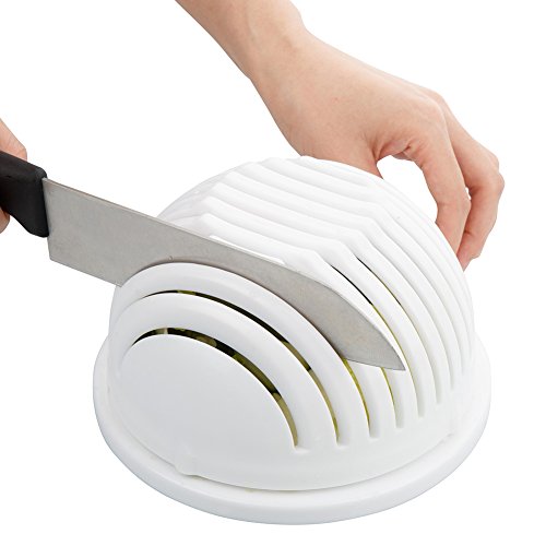 salad chopper bowl Maker Fruit Vegetable Bowl Cutter,Fast Fresh Salad Slicer Salad Chopper- Extra Big Bowl Super For Washing Containing (WHITE) By GAMING TS
