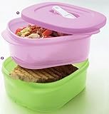 Tupperware Crystalwave Power Lunch Set of 2 Lilac and Green Lime 2 cups