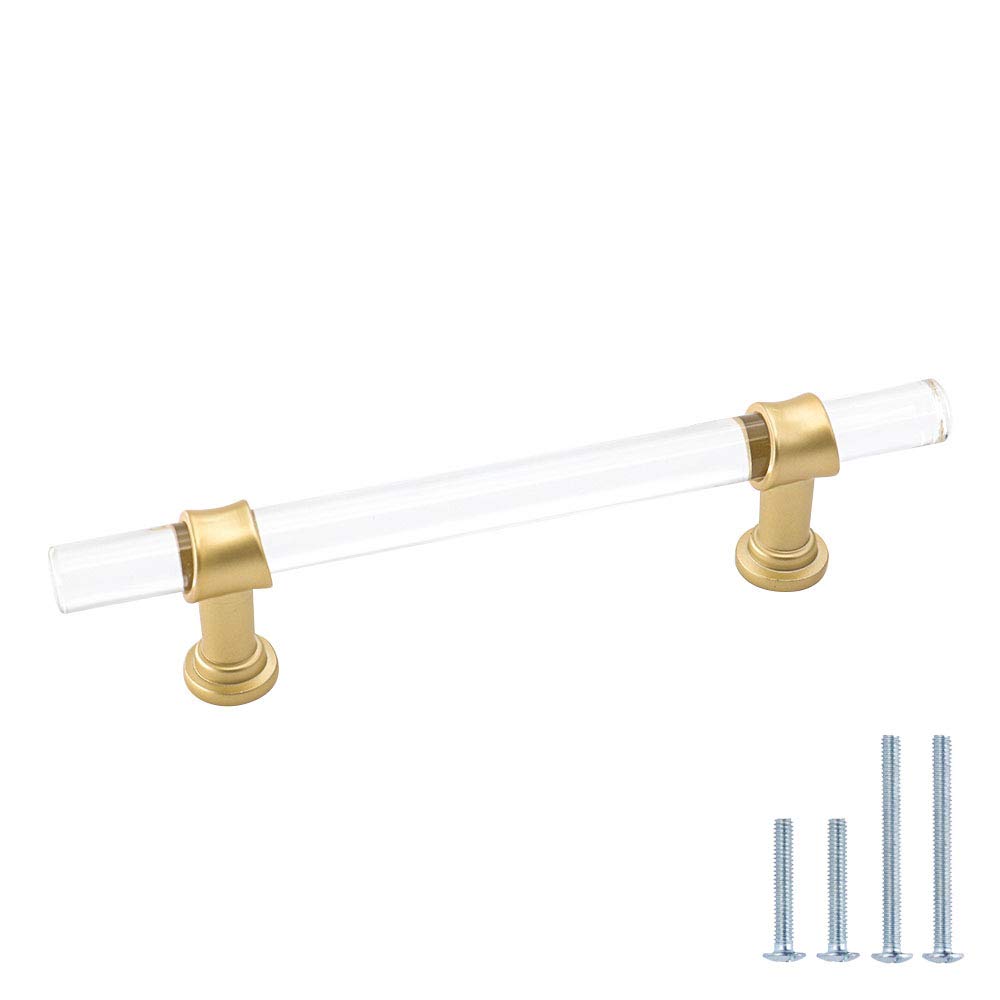 Peaha 25 Pack Brass Acrylic Drawer Pulls Handles