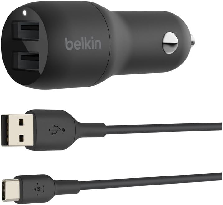 24W Boost Charge, carregador de parede USB duplo + cabo USB-A para USB-C (adaptador USB-A duplo para Pixel, iPad Pro, Nintendo Switch, dispositivos Samsung e mais) — foto 1 de 6