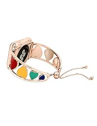 Kai Top Pulsera compatible con Apple Watch Band 1.654 in 1.496 in, arco iris en forma de corazón Gemelos iWatch Series 4 3 2 1 Mujer Niñas Colgante Borla pulseras Dressy Fancy Style, 38 mm